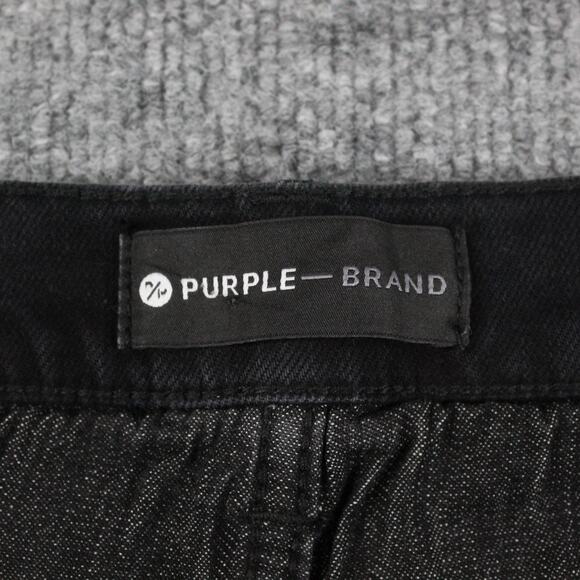 Purple Brand Jeans Mens 33 P001 Low Rise Slim Black Paint Splatter Streetwear - Picture 7 of 16